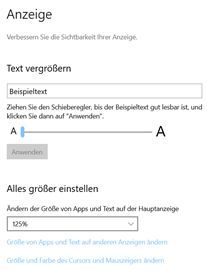 Großansicht: Screenshot Windows Einstellungen Anzeige