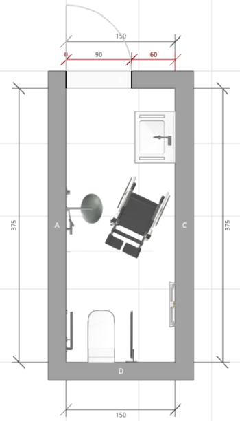 Großansicht: Skizze eines Badezimmers (Altbau) nach dem Umbau