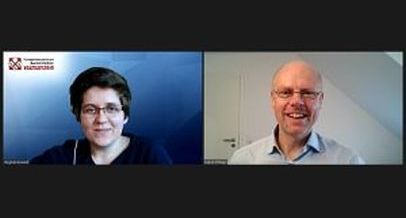 Bildausschnitt Online Seminar: links Virginia Grossek und rechts Martin Philippi Mitarbeiter der Agentur Barrierefrei NRW