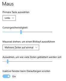 Großansicht: Screenshot Windows Einstellungen Maus