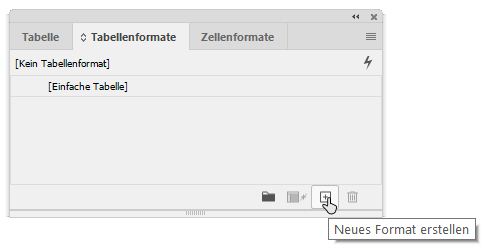 Bildschirmfoto Adobe InDesign: Fenster Tabellenformate
