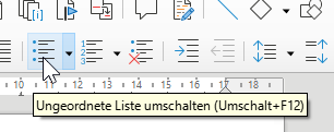 Bildschirmfoto: Schaltfläche Aufzählungszeichen