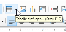 Bildschirmfoto LibreOffice Writer: Schaltfläche Tabelle